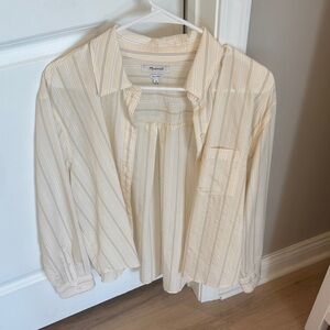Madewell Striped Cream Button-Up Shirt